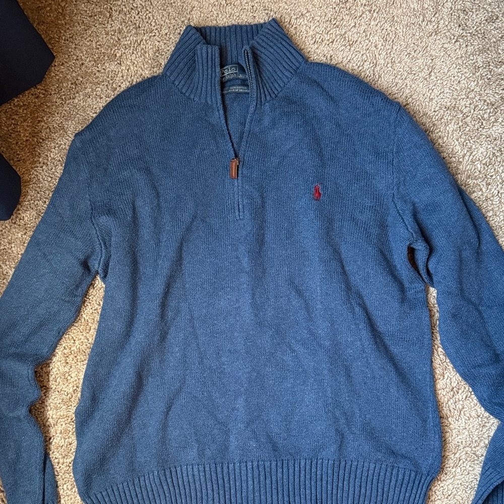 Ralph Lauren Blue Quarter Zip Sweater